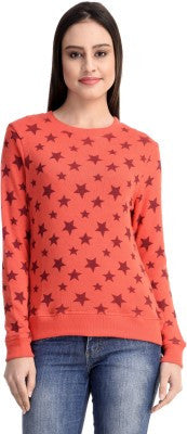 Belly Bottom Printed Round Neck Casual, Party Women's Sweater