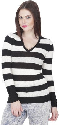 Lib Woman Self Design V-neck Women's Sweater