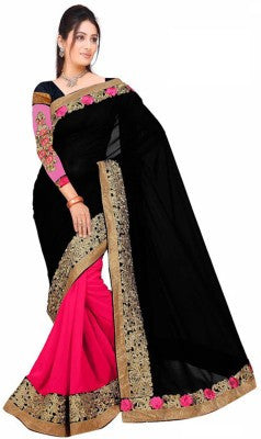 Krishna Fab Self Design Bollywood Handloom Georgette Sari