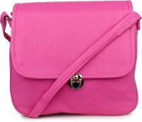 Star Style Women Pink Leatherette Sling Bag