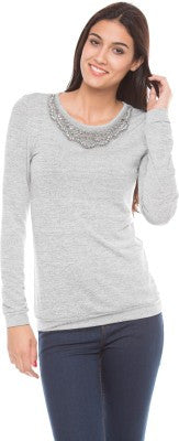 Shuffle Self Design Round Neck Casual Women's Sweater